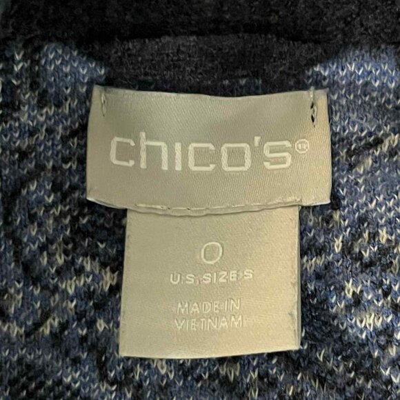 Chico Blue and White Textured Knit Sweater Cardigan Women's size Small - Picture 6 of 6